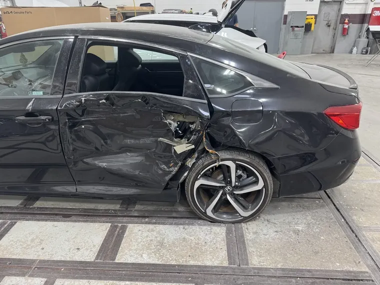 Honda Accord collision damage before repair at Bob Rohrman Collision in Lafayette, Indiana